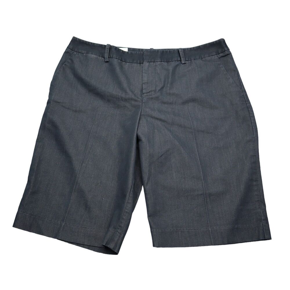 Mossimo Shorts Womens 12 Black High Rise Flat Front Button Pocket Casual Chino